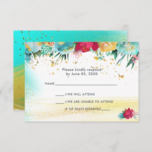 Farbenfrohe Sparkle Glitzer RSVP Karte (Vorne/Hinten)