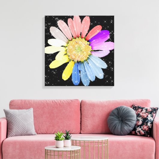 Farbenfrohe Sparkling Daisy Leinwanddruck (Insitu (Wohnzimmer))