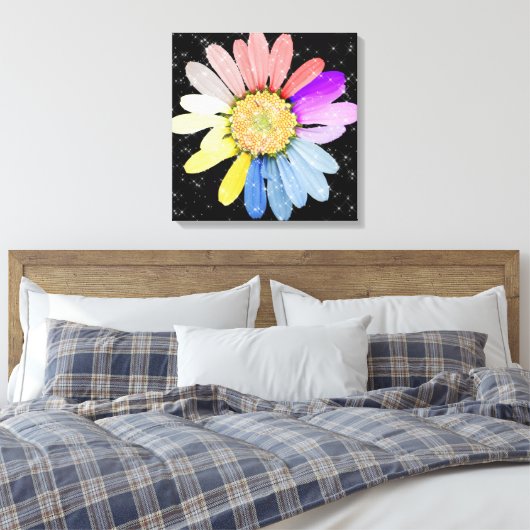 Farbenfrohe Sparkling Daisy Leinwanddruck (Insitu (Schlafzimmer))