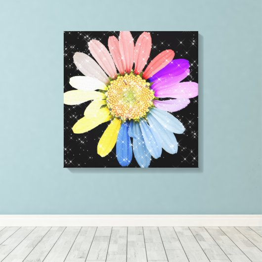 Farbenfrohe Sparkling Daisy Leinwanddruck (Insitu (Holzboden))
