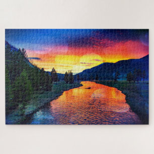 Farbenfrohe Sparkling Yellowstone River Landschaft Puzzle