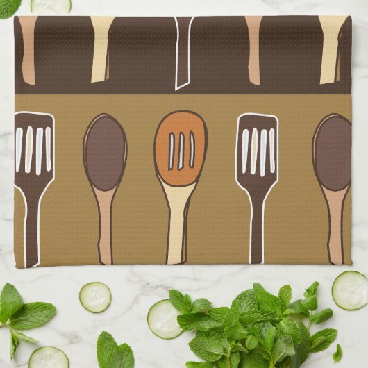 Farbenfrohe Spatula Küche Kochutensilien Geschirrtuch (Gefaltet)