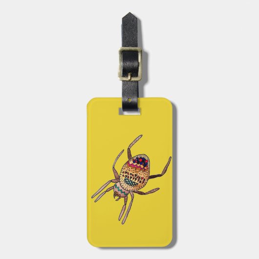 Farbenfrohe Spiderkunst Gepäckanhänger (Vorderseite vertikal)