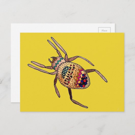 Farbenfrohe Spiderkunst Postkarte (Vorne/Hinten)