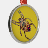 Farbenfrohe Spiderkunst Silbernes Ornament (Rechts)
