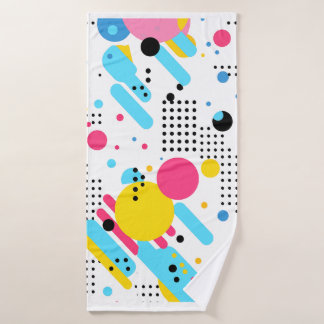 Farbenfrohe, spielerische Formen und Punktehinterg Badhandtuch Set