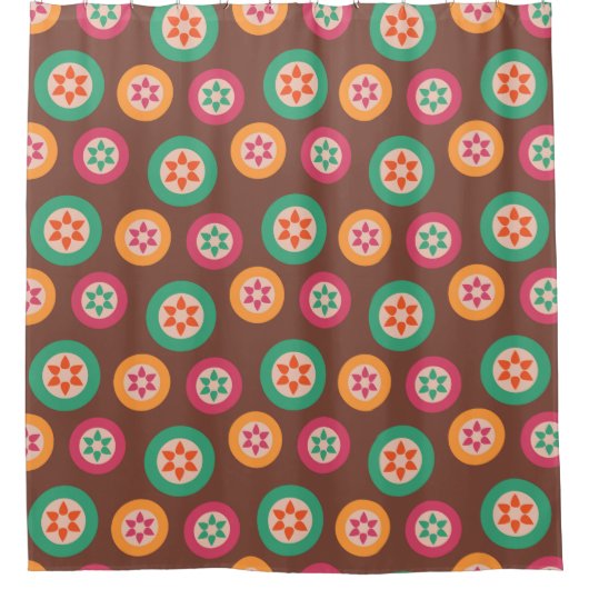 Farbenfrohe Spielkreise und Blume Gemustert Duschvorhang (Vorderseite)