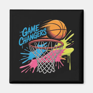 Farbenfrohe Spielwandler Basketball Gefärbte Krawa Magnet