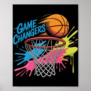 Farbenfrohe Spielwandler Basketball Gefärbte Krawa Poster