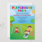 Farbenfrohe Spielwiese Niedlich Kids Park Geburtst Einladung (Vorderseite)