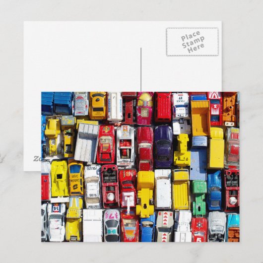 Farbenfrohe Spielzeugautos Postkarte (Vorne/Hinten)