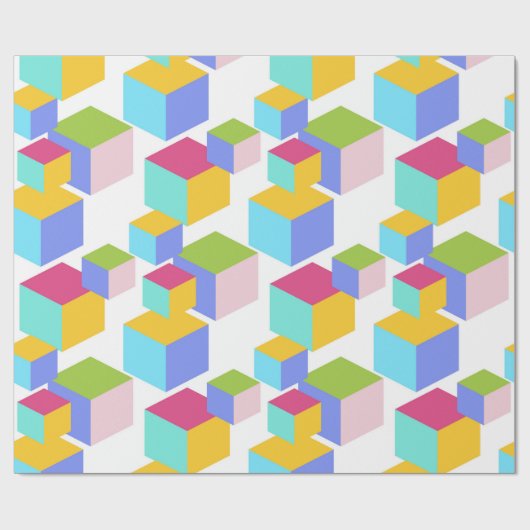 Farbenfrohe Spielzeugblöcke Art Pattern Geschenkpapier (Flach)