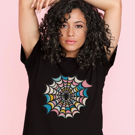 Farbenfrohe Spinnennetze Goth Halloween T-Shirt