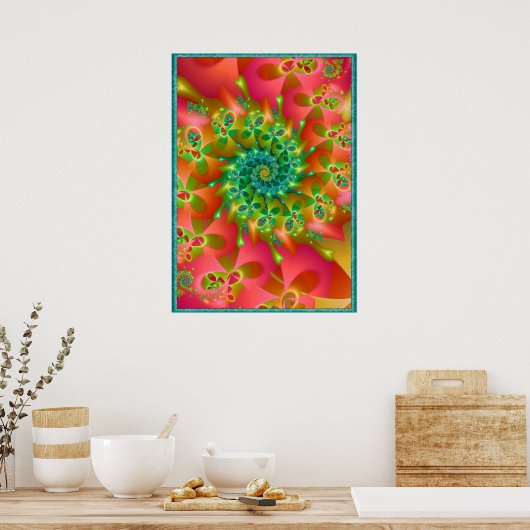 Farbenfrohe Spinning-Herzen Poster (Küche)