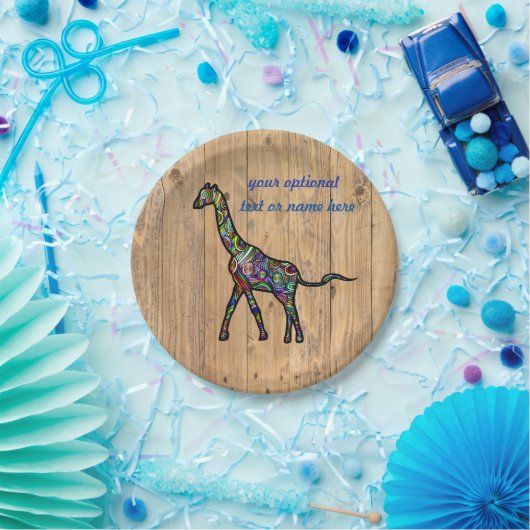 Farbenfrohe Spiral Giraffe Papier Teller (Party)