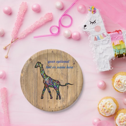 Farbenfrohe Spiral Giraffe Papier Teller (Party)