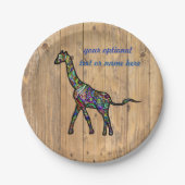 Farbenfrohe Spiral Giraffe Papier Teller (Vorderseite)