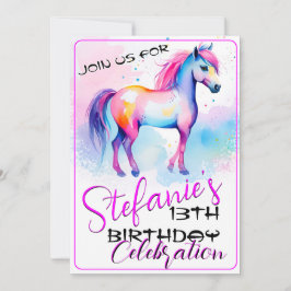 Farbenfrohe Spirit Pony 2 Geburtstag Einladung