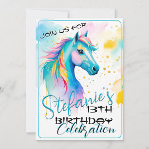 Farbenfrohe Spirituosen Pony 10 Geburtstag Einladu Einladung