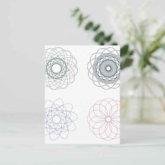 Farbenfrohe Spirographien2 Postkarte (Stehend Vorderseite)