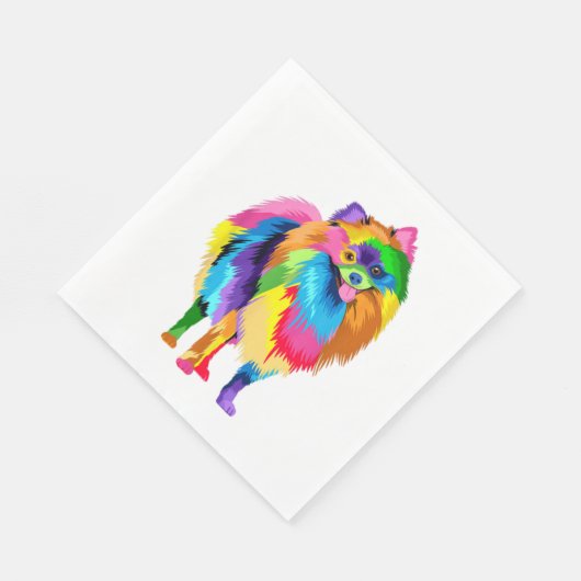 Farbenfrohe Spitz Artwork - Hund Lover Animal Bre Serviette (Ecke)