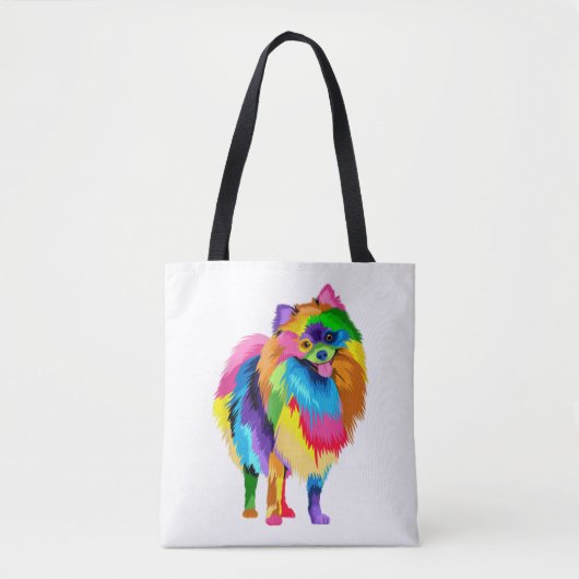 Farbenfrohe Spitz Artwork - Hund Lover Animal Bre Tasche (Vorderseite)