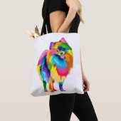 Farbenfrohe Spitz Artwork - Hund Lover Animal Bre Tasche (Von Nahem)