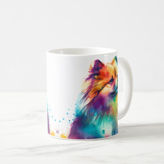 Farbenfrohe Spitz Dose Kaffee Tasse, Cup Kaffeetasse (VorderseiteRechts)