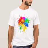 Farbenfrohe Splash Art Basketball Design T-Shirt (Vorderseite)