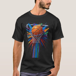 Farbenfrohe Splash Art Basketball Design T-Shirt