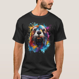 Farbenfrohe Splash Art Sea Otter Tiere Lover T-Shirt