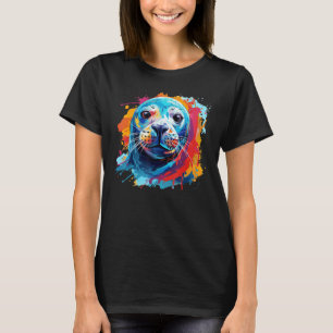 Farbenfrohe Splash Art Siegel T-Shirt