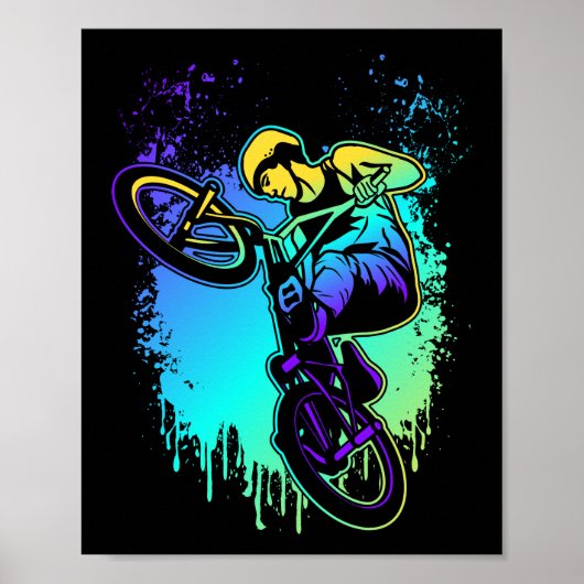 Farbenfrohe Splash BMX Bike Boys Fahrrad Poster (Vorne)