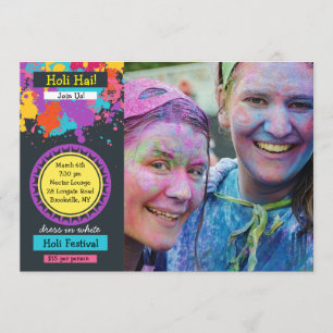 Farbenfrohe Splash-Foto-Holi-Fest-Einladung Einladung