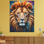 Farbenfrohe Splash-Gemälde Löwenkopf Leinwanddruck (Insitu (Wohnzimmer))