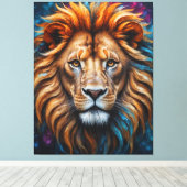Farbenfrohe Splash-Gemälde Löwenkopf Leinwanddruck (Insitu (Holzboden))