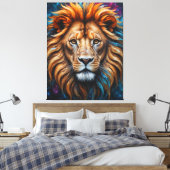 Farbenfrohe Splash-Gemälde Löwenkopf Leinwanddruck (Insitu (Schlafzimmer))