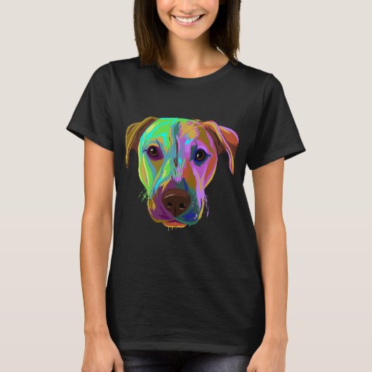 Farbenfrohe Splash Hund schwarze Mundschleimhaut T-Shirt (Vorderseite)