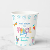 Farbenfrohe Splash Kindergeburtstag Pool Party Pappbecher (Vorderseite)