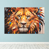 Farbenfrohe Splash-Löwe Leinwanddruck (Insitu (Holzboden))