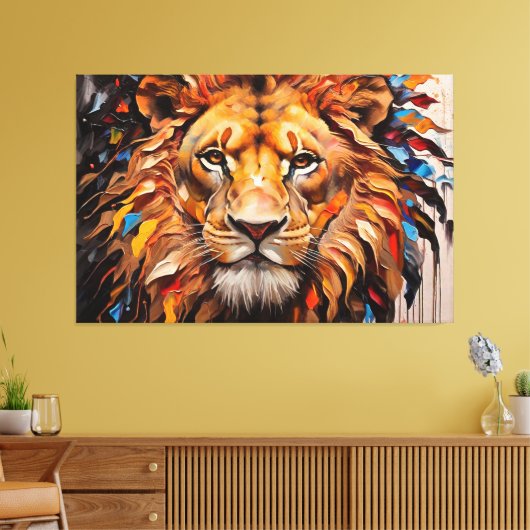 Farbenfrohe Splash-Löwe Leinwanddruck (Insitu (Wohnzimmer))