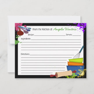 Farbenfrohe Splash-Rezept-Karte