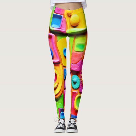 Farbenfrohe Splash-Skulptur: Kunststil Leggings (Vorderseite)