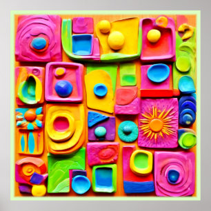 Farbenfrohe Splash-Skulptur: Kunststil Poster