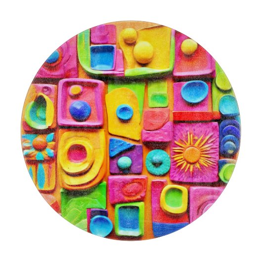 Farbenfrohe Splash-Skulptur: Kunststil Schneidebrett (Vorderseite)