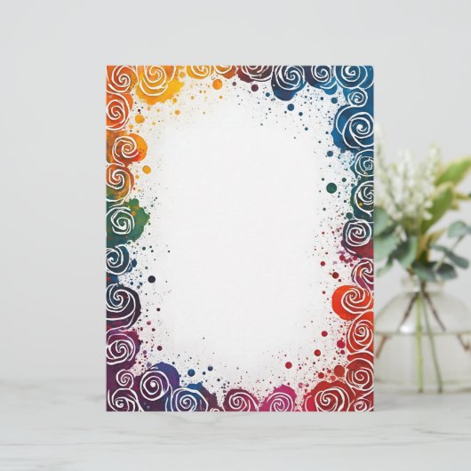 Farbenfrohe Splash und Wirbel Briefbogen (Stehend Vorderseite)