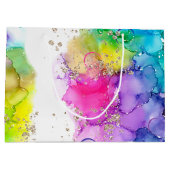 Farbenfrohe Splash Wasserfarbe Geburtstag Große Geschenktüte (Rückseite)