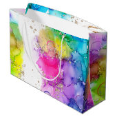 Farbenfrohe Splash Wasserfarbe Geburtstag Große Geschenktüte (Rückseite Schrägansicht)