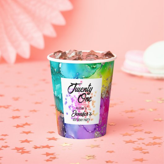 Farbenfrohe Splash Wasserfarbe Geburtstag Pappbecher (Insitu)