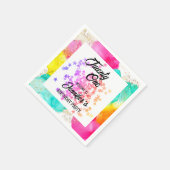 Farbenfrohe Splash Wasserfarbe Geburtstag Serviette (Ecke)